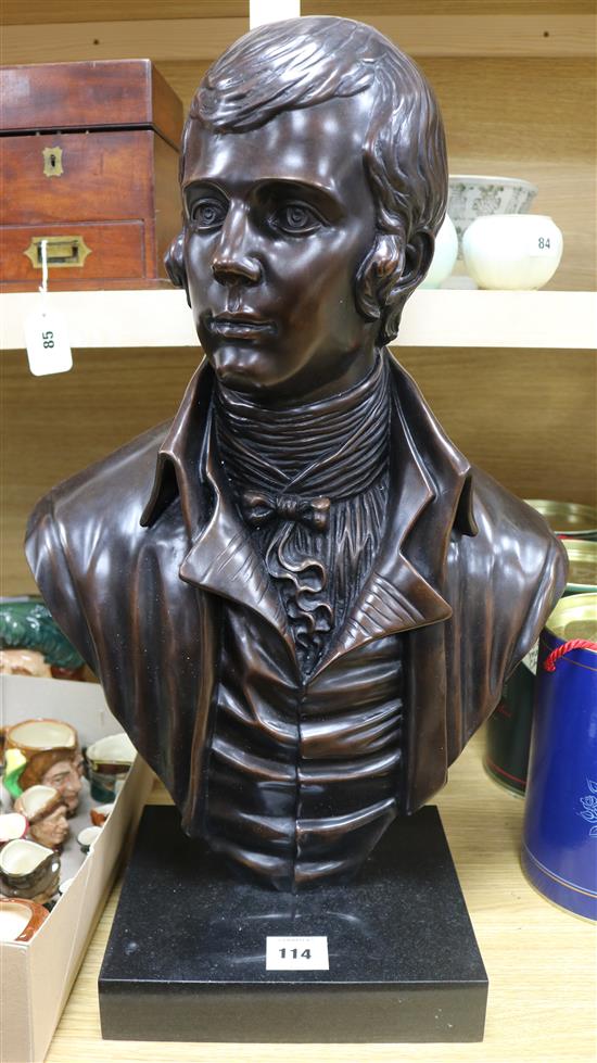 A bronze bust of Robert Burns